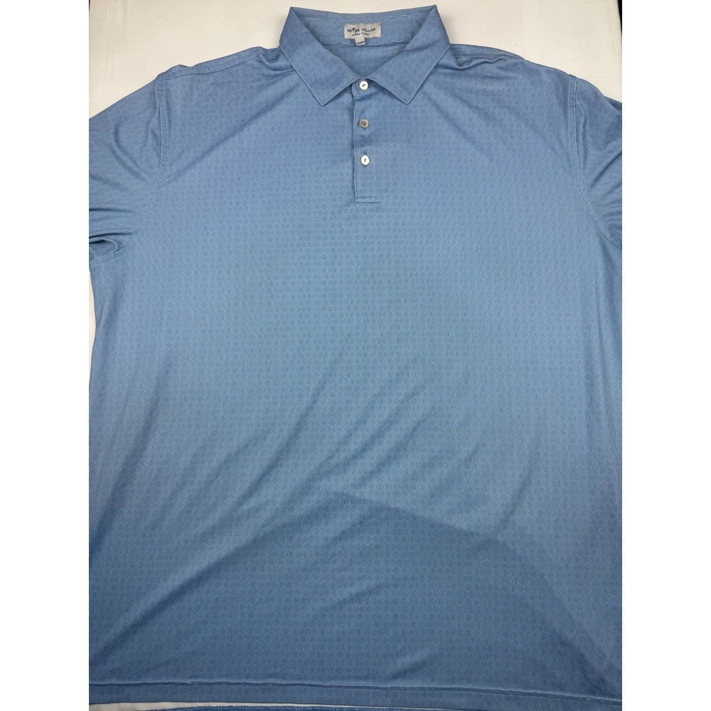 Peter Millar Polo Shirt XXL Blue Geometric Honeycomb Summer Comfort Short Sleeve